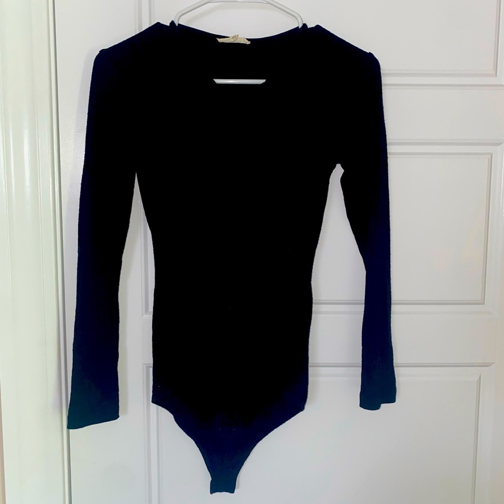 Black cross tie body suit